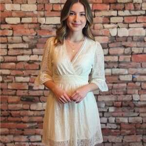 Betsey Johnson Cream Lace Mini Dress